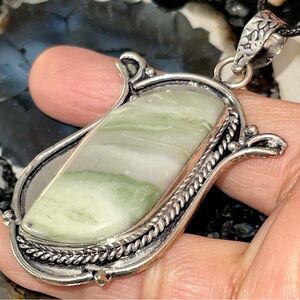 Bog Wood Green Larsonite Pendant 2 1/2”